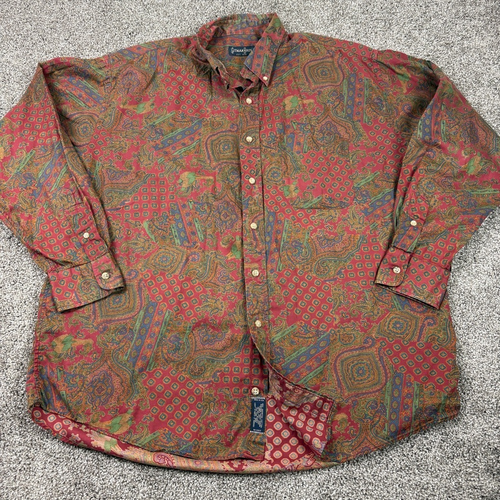 Vtg Gitman Bros Shirt Men XL Paisley Button Up Long Sleeve 90s Made In USA